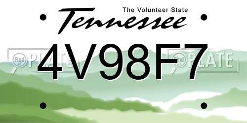 4V98F7 Tennessee License Plate