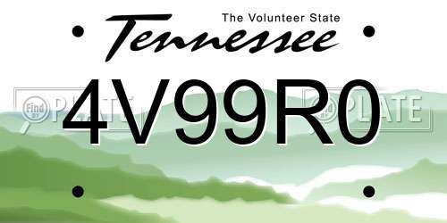 4V99R0 Tennessee License Plate