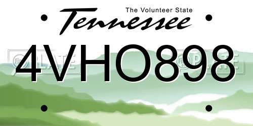 4VHO898 Tennessee License Plate