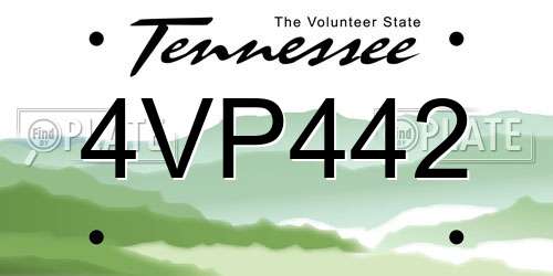 4VP442 Tennessee License Plate
