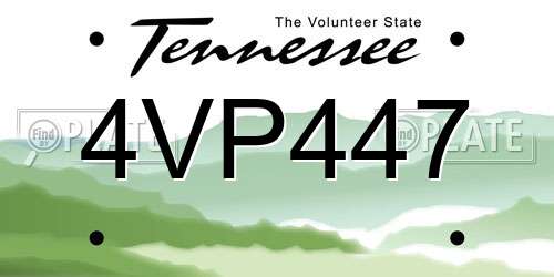4VP447 Tennessee License Plate