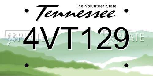 4VT129 Tennessee License Plate