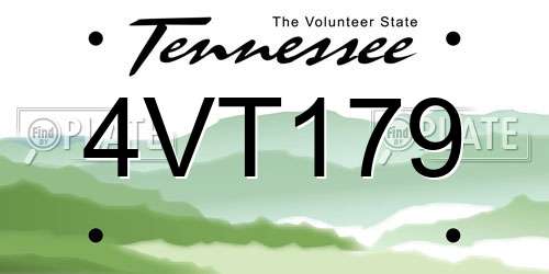 4VT179 Tennessee License Plate