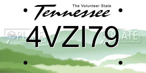 4VZI79 Tennessee License Plate