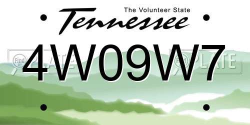 4W09W7 Tennessee License Plate