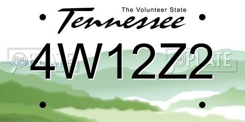 4W12Z2 Tennessee License Plate