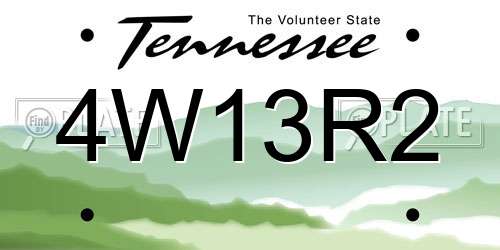 4W13R2 Tennessee License Plate