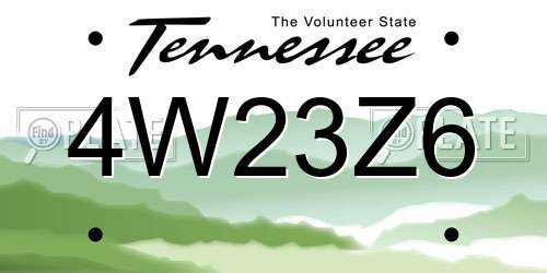 4W23Z6 Tennessee License Plate