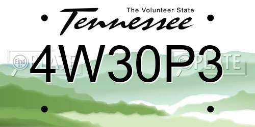 4W30P3 Tennessee License Plate