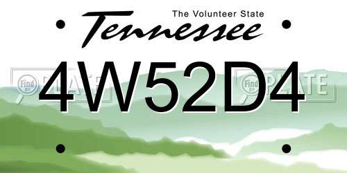 4W52D4 Tennessee License Plate