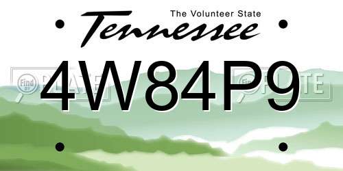 4W84P9 Tennessee License Plate