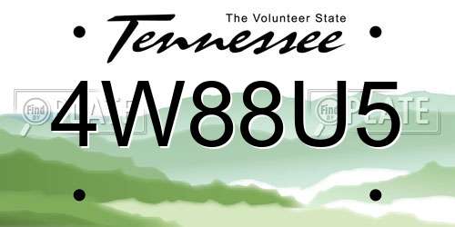 4W88U5 Tennessee License Plate
