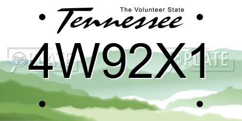4W92X1 Tennessee License Plate
