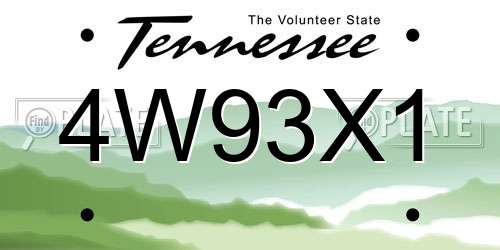 4W93X1 Tennessee License Plate