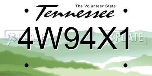 4W94X1 Tennessee License Plate