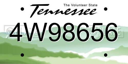 4W98656 Tennessee License Plate