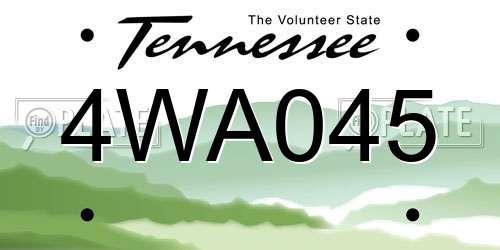 4WA045 Tennessee License Plate