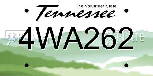 4WA262 Tennessee License Plate