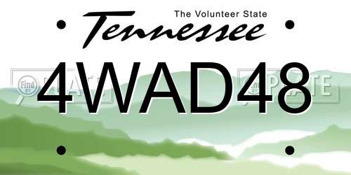 4WAD48 Tennessee License Plate