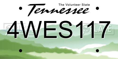 4WES117 Tennessee License Plate