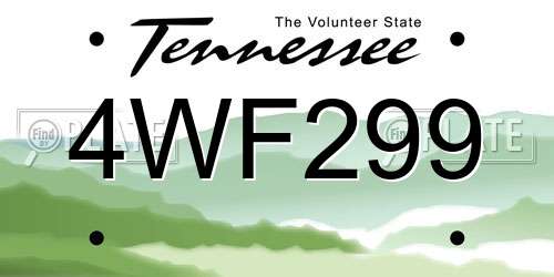 4WF299 Tennessee License Plate
