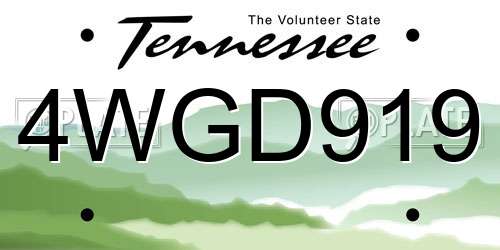 4WGD919 Tennessee License Plate
