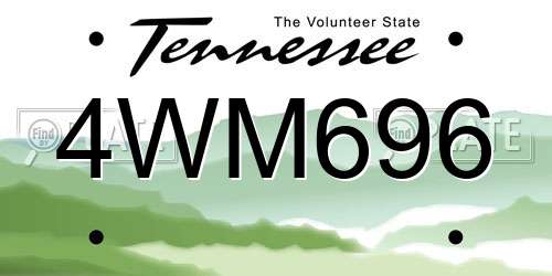 4WM696 Tennessee License Plate