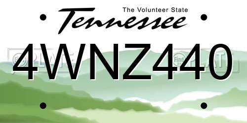4WNZ440 Tennessee License Plate