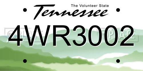 4WR3002 Tennessee License Plate