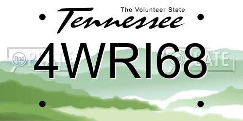 4WRI68 Tennessee License Plate