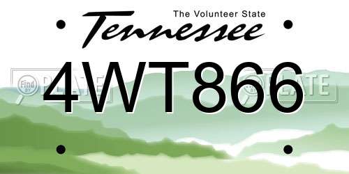 4WT866 Tennessee License Plate