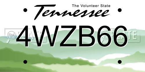 4WZB66 Tennessee License Plate