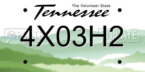 4X03H2 Tennessee License Plate