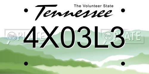 4X03L3 Tennessee License Plate