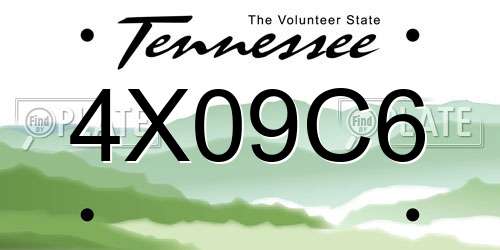 4X09C6 Tennessee License Plate