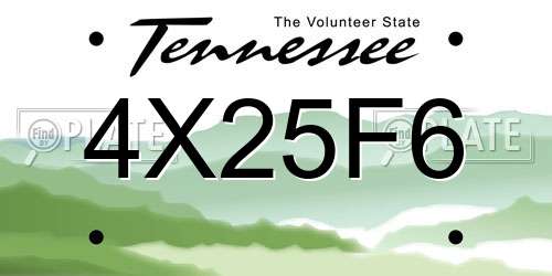 4X25F6 Tennessee License Plate