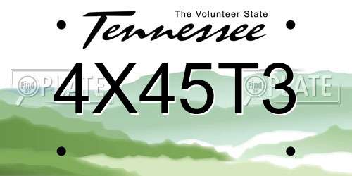 4X45T3 Tennessee License Plate