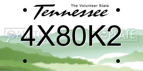 4X80K2 Tennessee License Plate