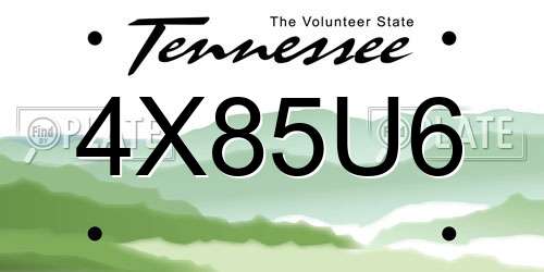4X85U6 Tennessee License Plate