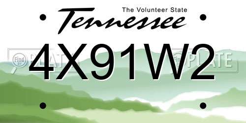 4X91W2 Tennessee License Plate