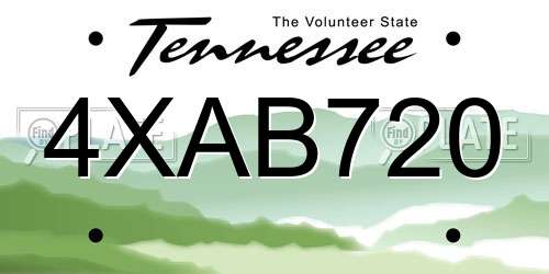 4XAB720 Tennessee License Plate