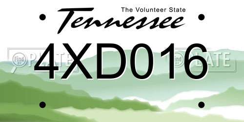 4XD016 Tennessee License Plate