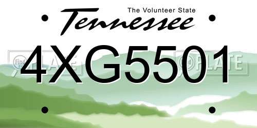 4XG5501 Tennessee License Plate