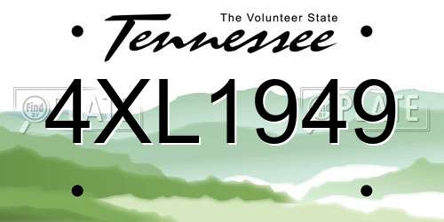 4XL1949 Tennessee License Plate