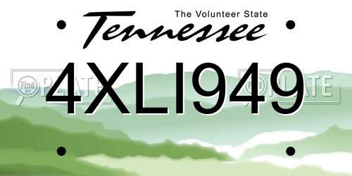 4XLI949 Tennessee License Plate