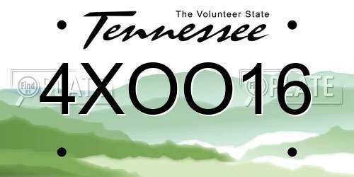4XOO16 Tennessee License Plate
