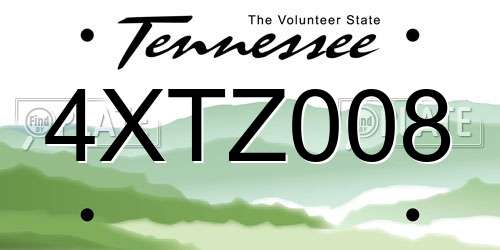 4XTZ008 Tennessee License Plate