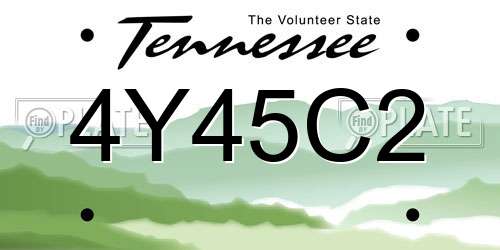 4Y45C2 Tennessee License Plate