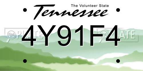 4Y91F4 Tennessee License Plate