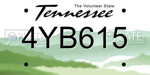 4YB615 Tennessee License Plate